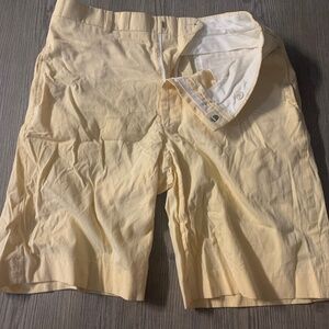Men's Maus & Hoffman Yellow Seersucker Shorts-34 -Made in USA Retail $240